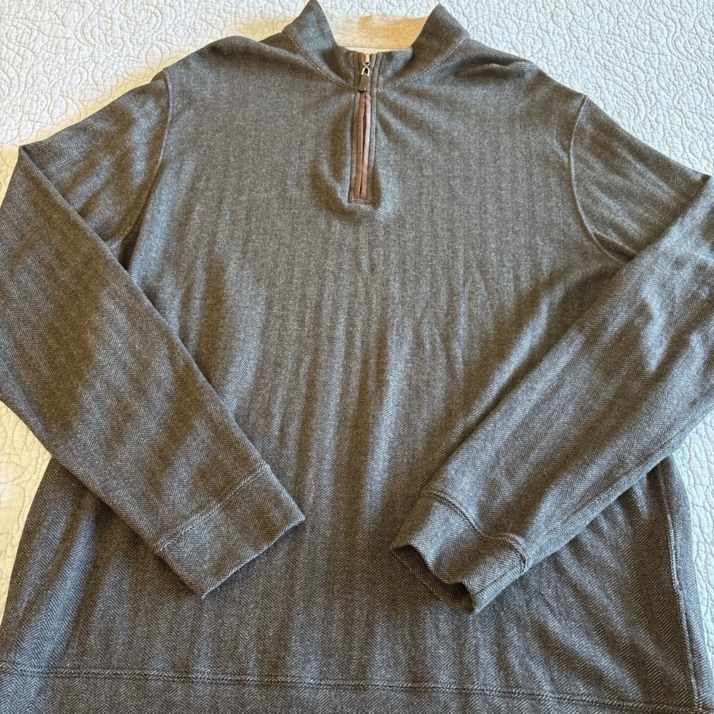 Sharp Lad Size XL 1/4 Zip Pullover Gray Herringbone